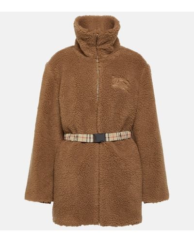 Burberry Ekd Wool-blend Fleece Jacket - Brown