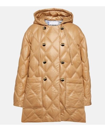 Ganni Quilted Ripstop Jacket - Brown