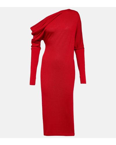 Tom Ford Off-shoulder Cashmere And Silk Midi Dress - Red