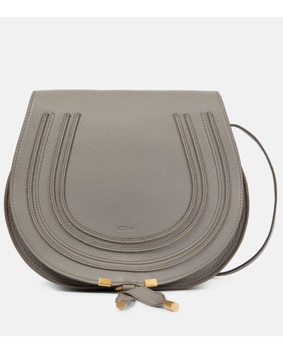 Chloé Marcie Medium Leather Crossbody Bag - Grey