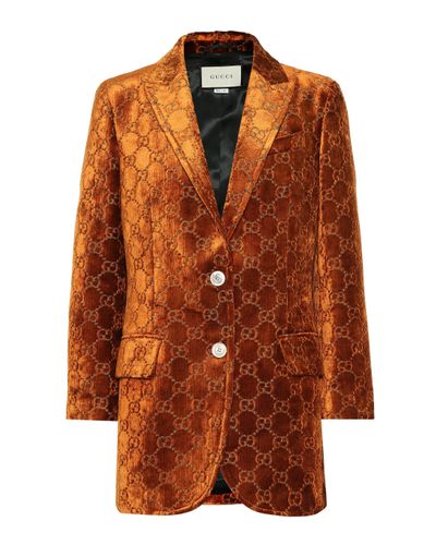 Gucci GG Velvet Blazer - Orange