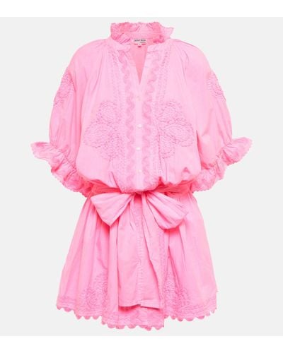 Juliet Dunn Ruffled Cotton Minidress - Pink