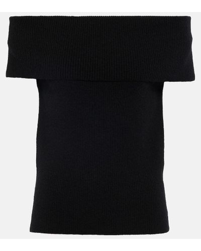 Totême Ribbed-knit Off-shoulder Top - Black