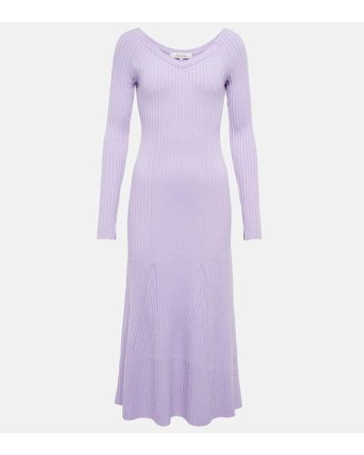 Dorothee Schumacher Ribbed-knit Wool-blend Midi Dress - Purple