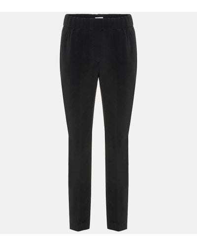 Brunello Cucinelli Silk-blend Cropped Pants - Black