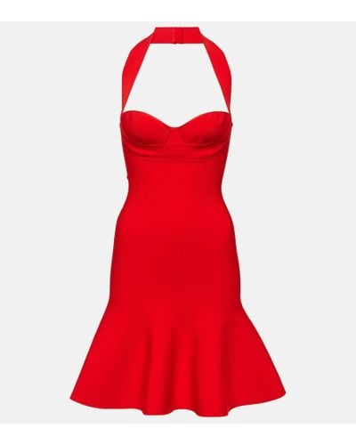Alaïa Ribbed-knit Halterneck Minidress - Red
