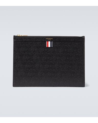 Thom Browne Pochette pour tablette en cuir - Noir