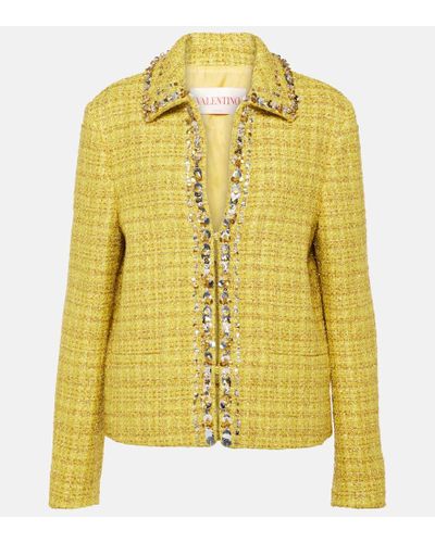 Valentino Giacca in tweed con paillettes - Giallo