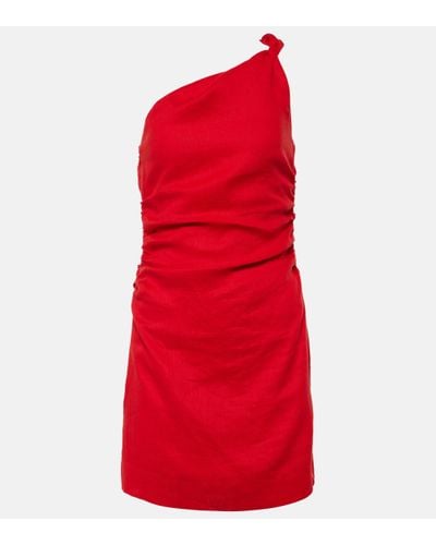 Faithfull The Brand Marga One-shoulder Linen Minidress - Red