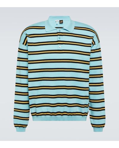 Loewe Paula's Ibiza Striped Cotton Jersey Polo Sweater - Green