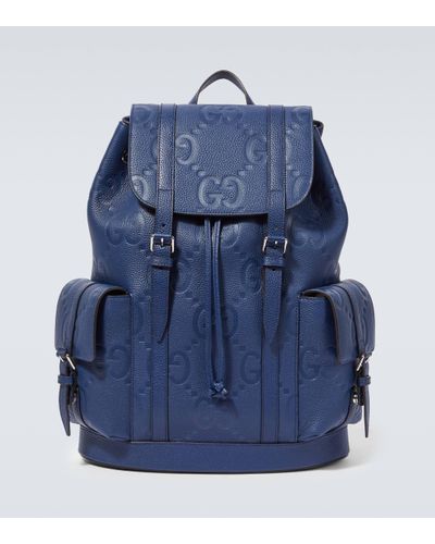 Gucci Logo Leather Backpack - Blue
