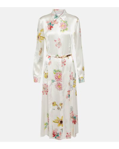 Gabriela Hearst Jane Floral Silk Midi Dress - White