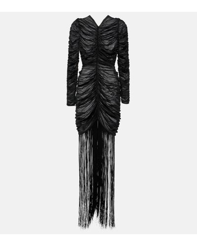 Khaite Guisa Fringed Silk-blend Maxi Dress - Black