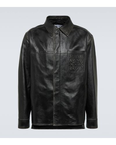 Loewe Anagram Polished Leather Jacket - Black