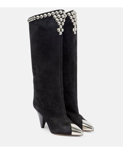 Isabel Marant Studded Suede Knee-high Boots - Black