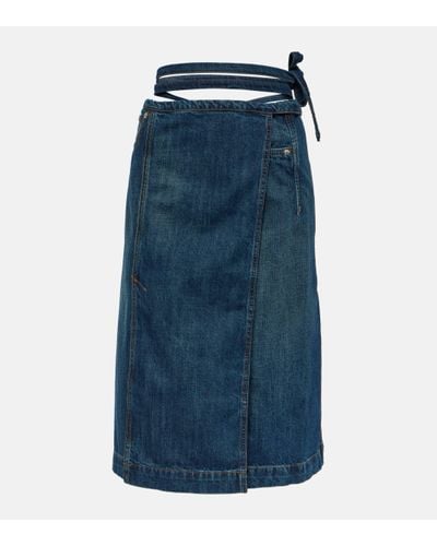 Sportmax Jupe portefeuille en jean - Bleu