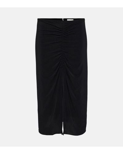 Isabel Marant Joella Ruched Jersey Midi Skirt - Black