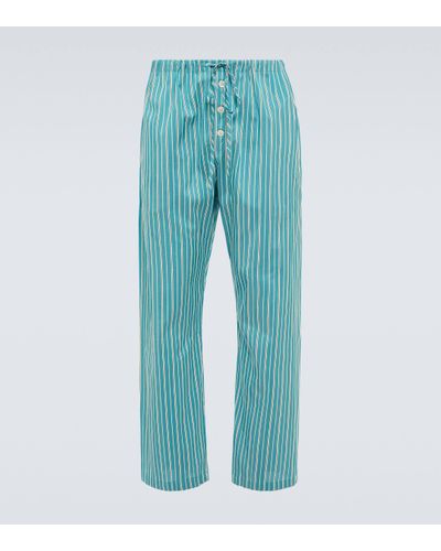 Bode Shore Stripe Cotton-blend Pyjama Trousers - Blue