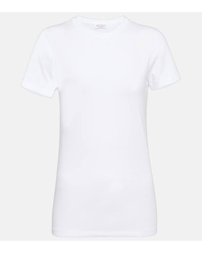 Brunello Cucinelli Camiseta en mezcla de algodon - Blanco