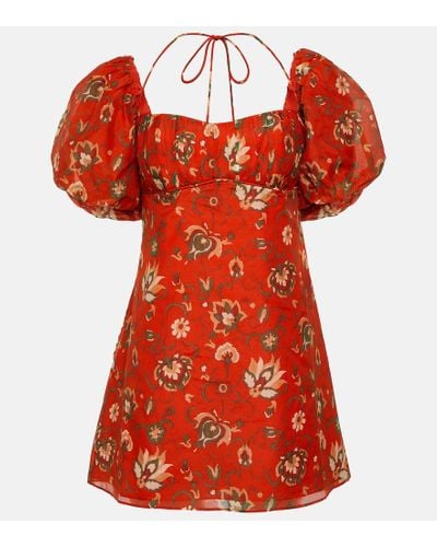 Sir. The Label Reyes Printed Cotton And Silk Minidress - Red