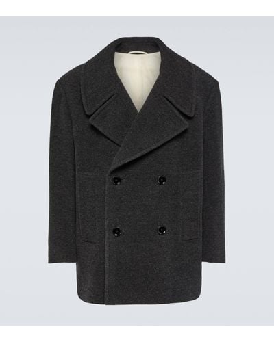 Lemaire Double-breasted Wool Peacoat - Black