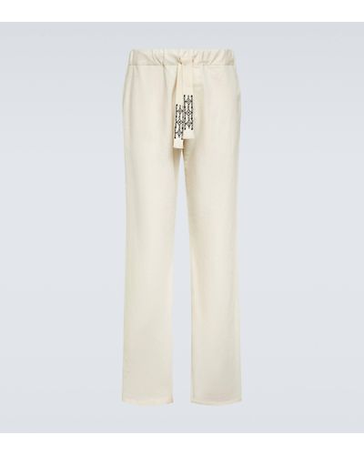 Alanui Akasha Cotton-blend Straight Trousers - Natural