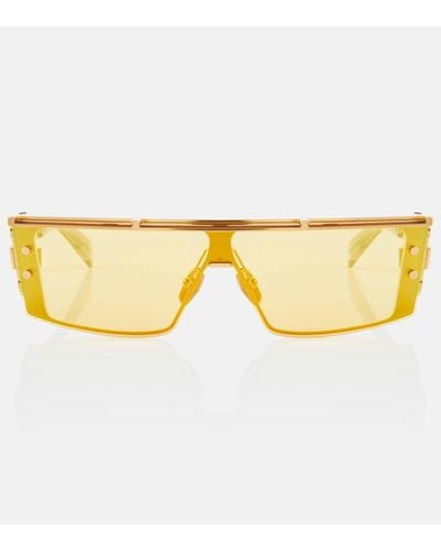 Balmain Wonder Boy Iii Rectangular Sunglasses - Yellow