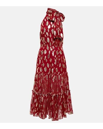 RIXO London Eleanor Halterneck Midi Dress - Red