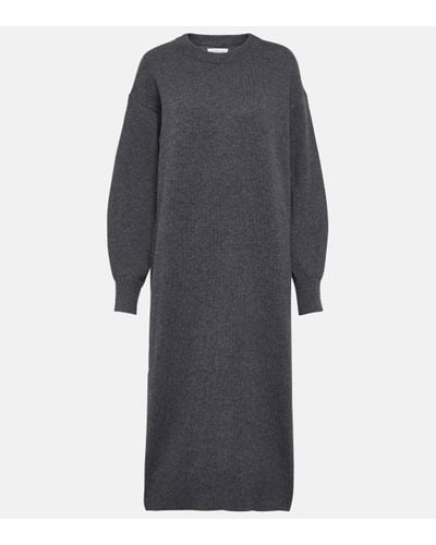 Velvet Knitted Midi Dress - Grey