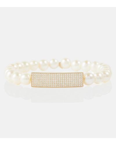 Sydney Evan Armband aus Perlen mit 14kt Gelbgold und Diamanten - Weiß