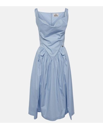Vivienne Westwood Sunday Gathered Cotton Midi Dress - Blue