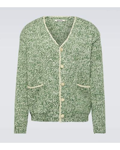 AURALEE Cardigan oversized de lana y seda - Verde