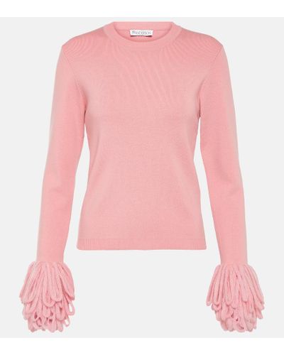 JW Anderson Fringed Wool-blend Sweater - Pink