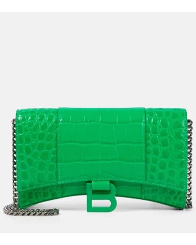 Balenciaga Hourglass Leather Shoulder Bag - Green
