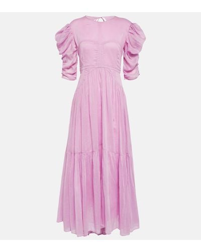 Isabel Marant Bealisa Puffed-sleeve Cotton-blend Dress - Pink
