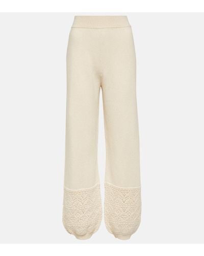 Loro Piana Crochet-detail Cashmere Pants - Natural