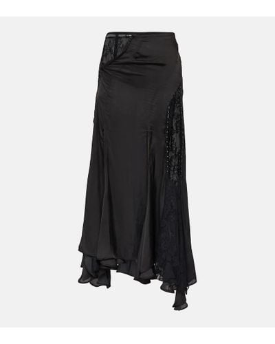 Y. Project Lace-trimmed Asymmetric Maxi Skirt - Black