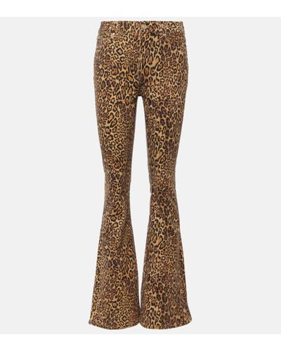 7 For All Mankind Ali Leopard-print High-rise Flared Jeans - Brown