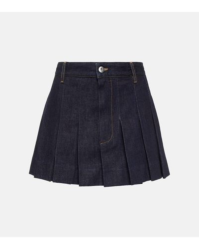 Bottega Veneta Pleated Denim Miniskirt - Blue