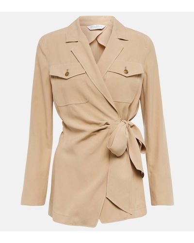 Max Mara Fleur Silk Blazer - Natural