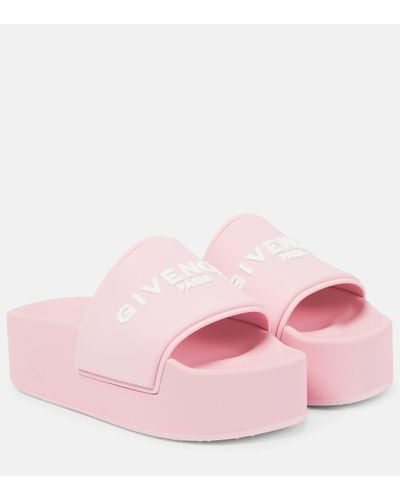 Givenchy Logo Platform Slides - Pink