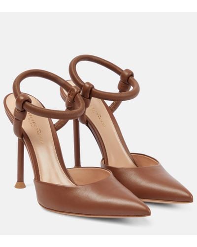 Gianvito Rossi Juno D'orsay 105 Leather Court Shoes - Brown