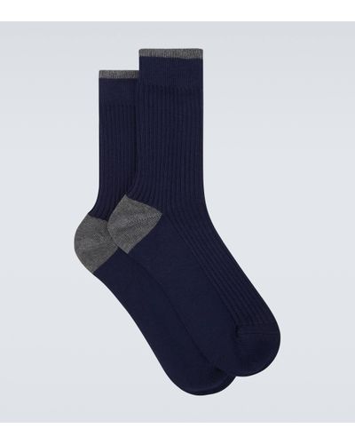 Brunello Cucinelli Chaussettes en coton - Bleu