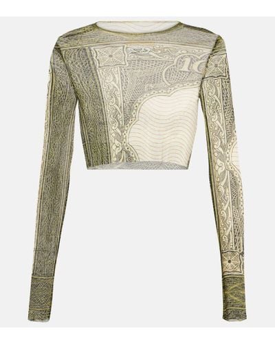 Jean Paul Gaultier Top cropped in mesh con stampa - Multicolore