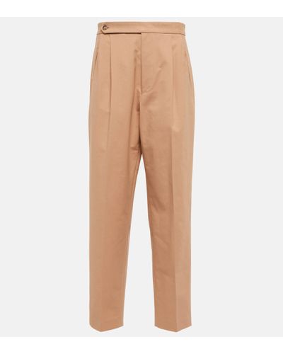 Tod's High-rise Wide-leg Cotton-blend Trousers - Natural