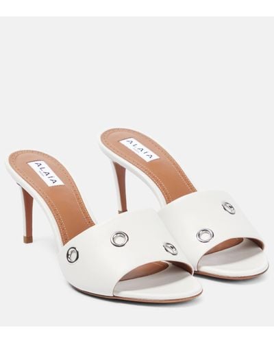 Alaïa Oeillets Embellished Leather Sandals - White