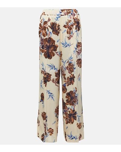 Jil Sander Floral High-rise Wide-leg Pants - Natural