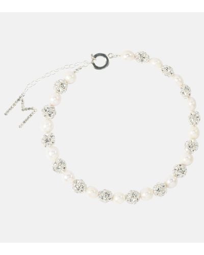 Magda Butrym Choker con cristalli e perle - Bianco