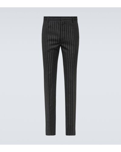 Alexander McQueen Pantalon slim raye en laine - Gris