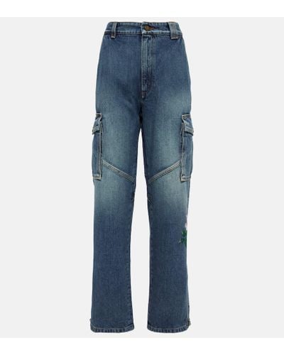 Alessandra Rich Jeans flared adornados - Azul
